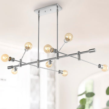 Atlas Modern Vintage Iron Arm-Adjustable LED Chandelier - JONATHAN Y